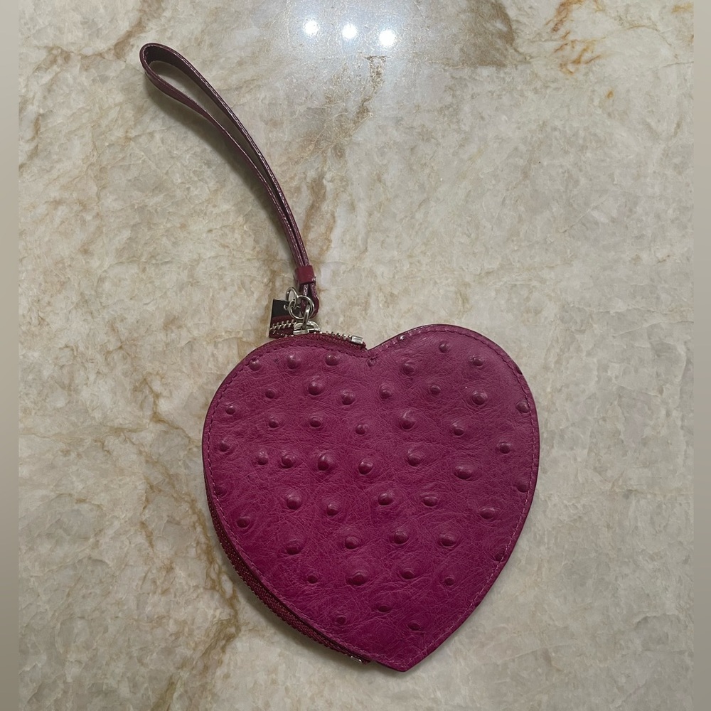 Furla Pink Ostrich Wristlet Coin Purse